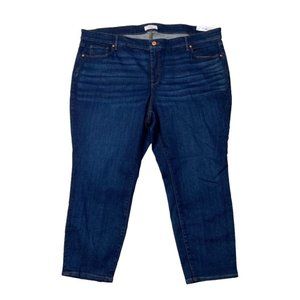 *New LOFT Skinny Crop Jeans Women Plus 26 Dark Wash Blue Cotton Faded Denim Pant